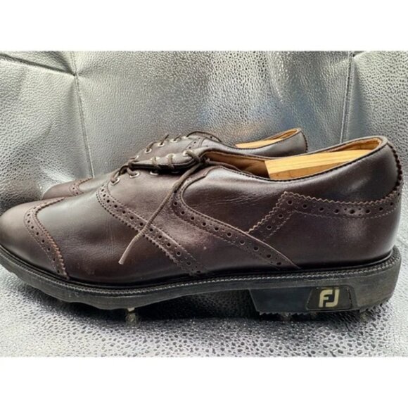 FootJoy Men's Brown Leather Golf Shoes Size 12 M Spiked Sole - Picture 8 of 10